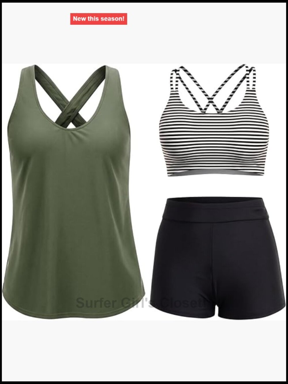 3 Piece Tankini Swimsuit for Women Tummy Control with Bra and Boy Shorts